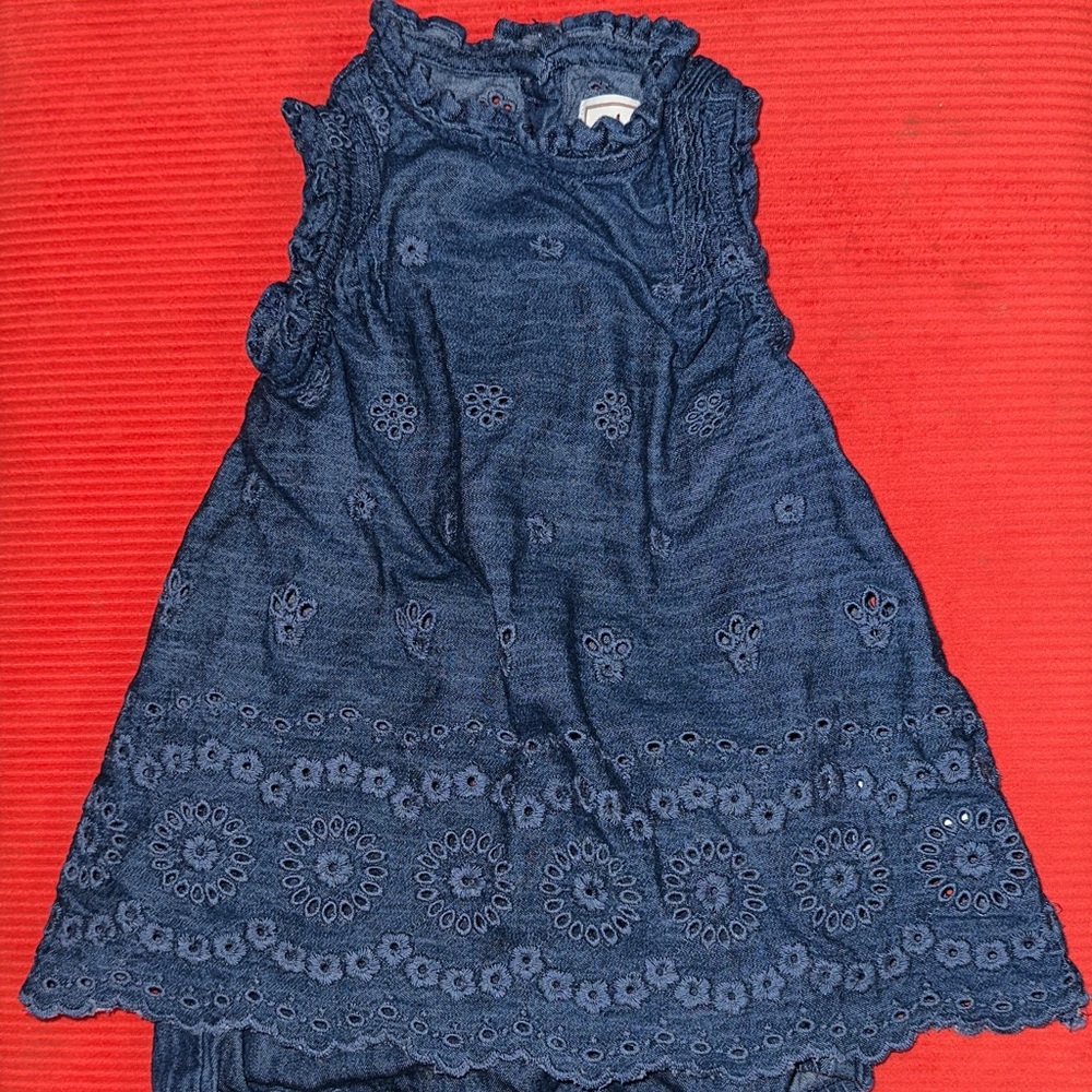 Stylish Blue Jean Eyelet Dress